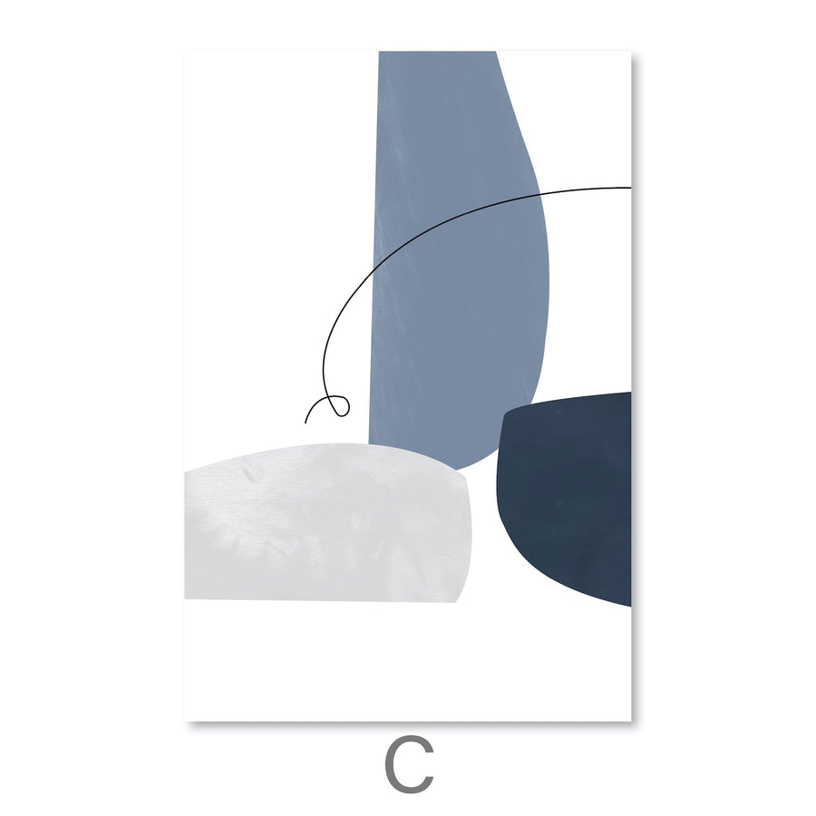 Blue Gray Abstract Canvas Art C / 40 x 60cm / Unframed Canvas Print Clock Canvas