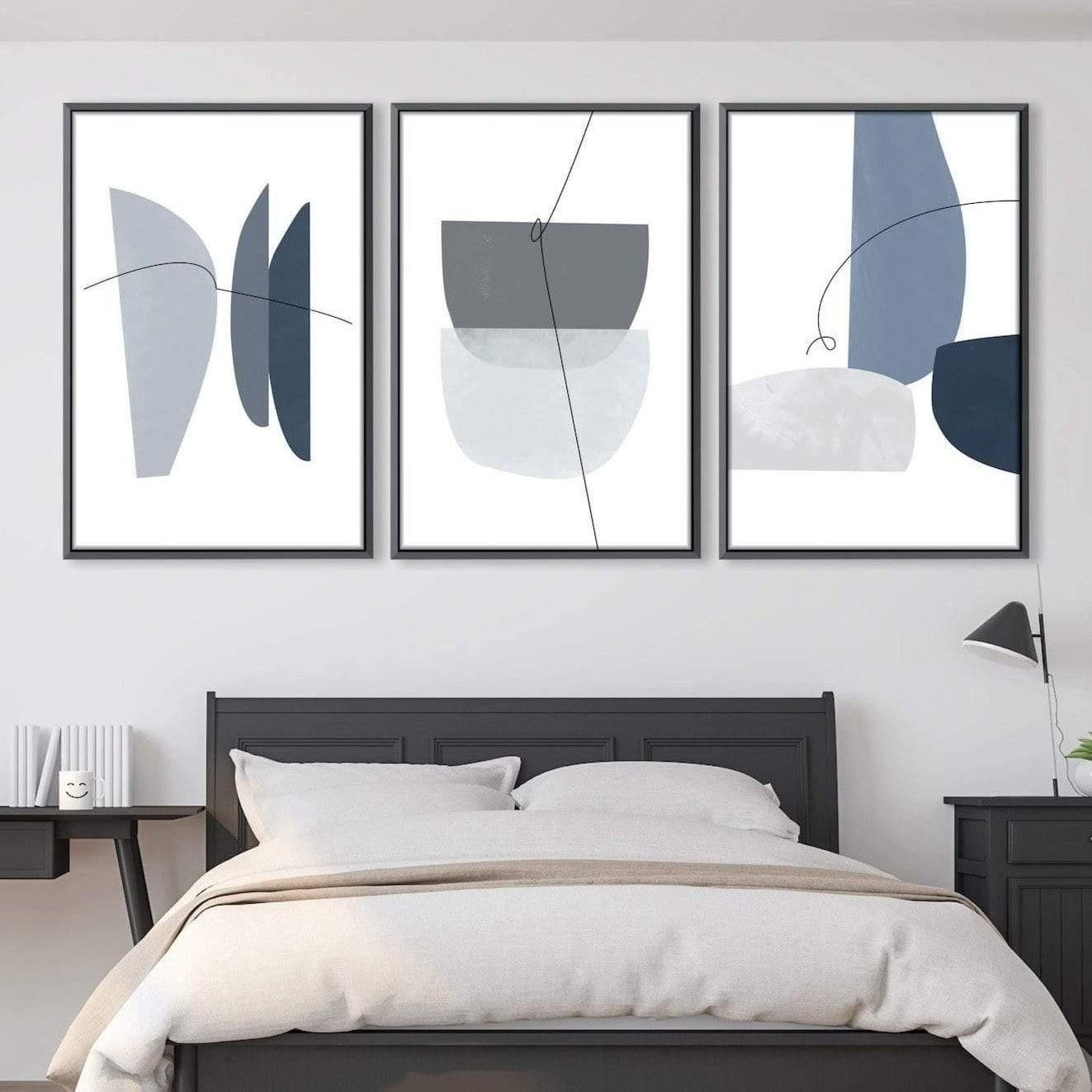 Blue Gray Abstract Canvas Art Clock Canvas