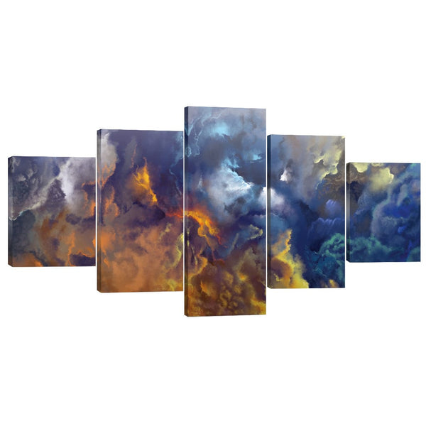 Blue Heaven Canvas - 5 Panel Art Clock Canvas