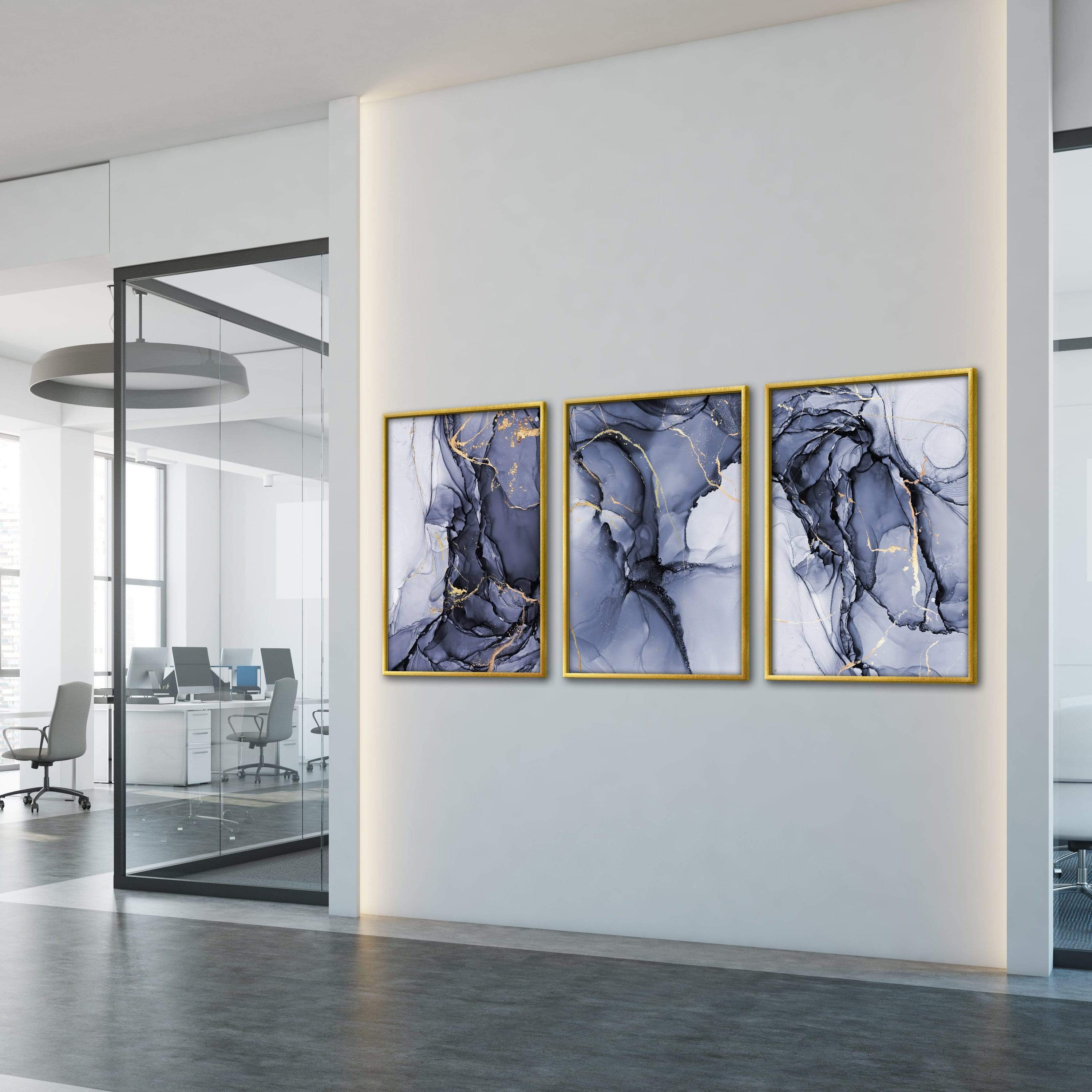 Blue Impression Canvas Art Clock Canvas