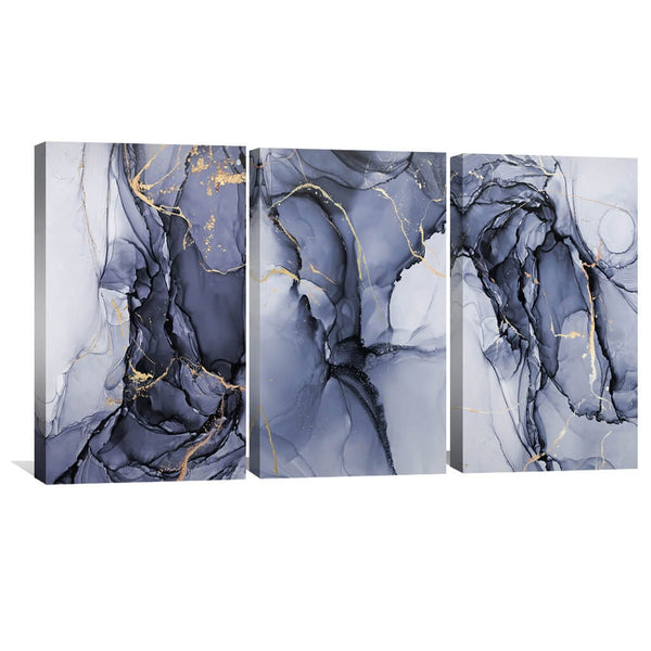 Blue Impression Canvas Art Set of 3 / 30 x 45cm / Unframed Canvas Print Clock Canvas