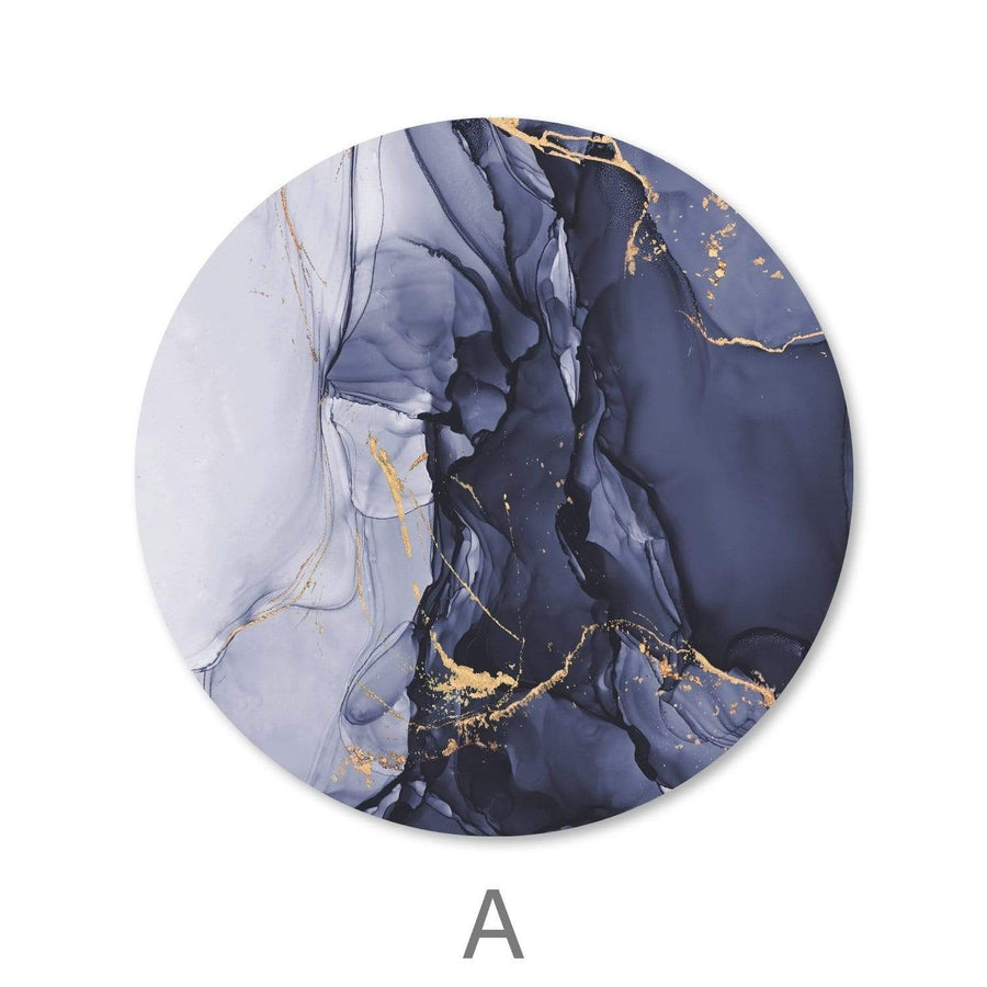 Blue Impression - Circle Canvas Art A / 40 x 40cm / Standard Gallery Wrap Clock Canvas