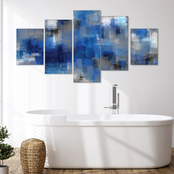 Blue Layers Canvas - 5 Panel Art 5 Panel / Large / Standard Gallery Wrap Clock Canvas