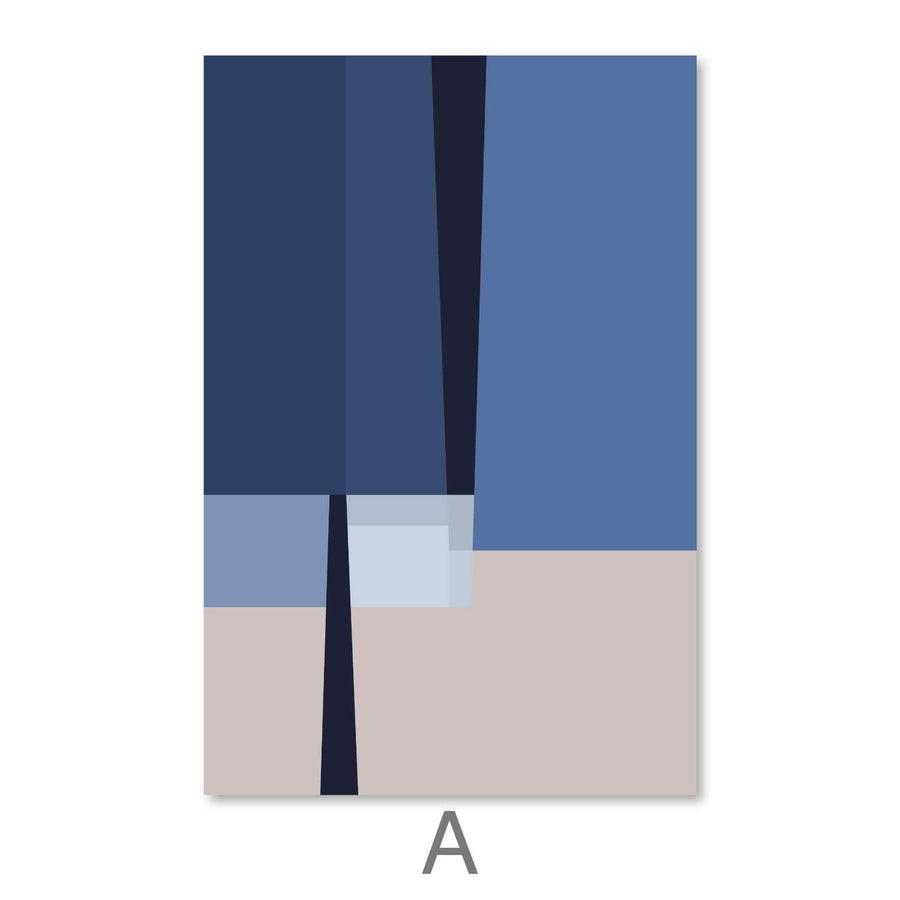Blue Lines Canvas Art A / 30 x 45cm / Unframed Canvas Print Clock Canvas