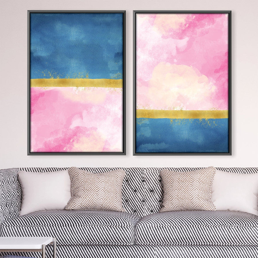 Blue Meets Pink Canvas Art Clock Canvas