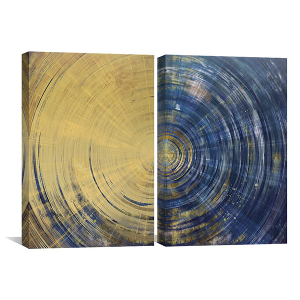 Blue Meets Yellow Canvas Art Set of 2 / 30 x 45cm / Unframed Canvas Print Clock Canvas