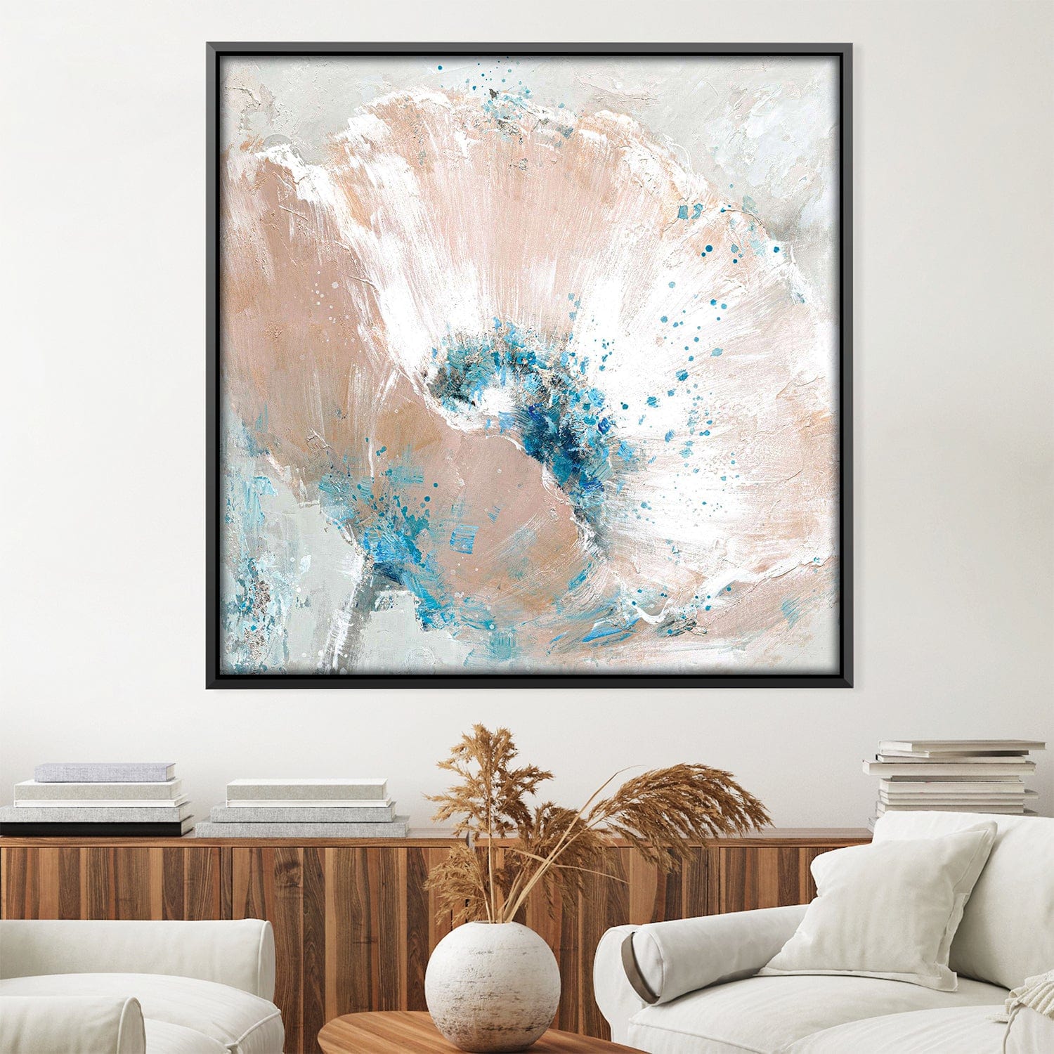 Blue Pollen Oil Painting Oil 30 x 30cm / Oil Painting Clock Canvas