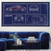 Blue Print Canvas Art Clock Canvas
