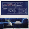 Blue Print Canvas Art Clock Canvas
