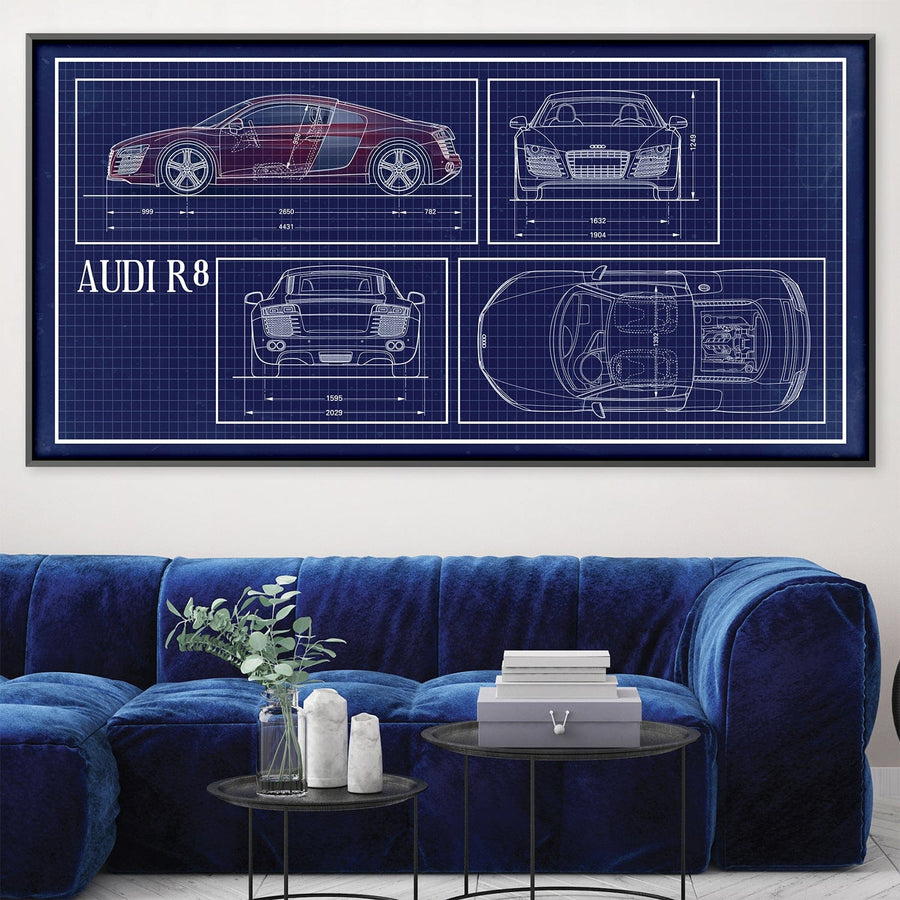 Blue Print Canvas Art Clock Canvas