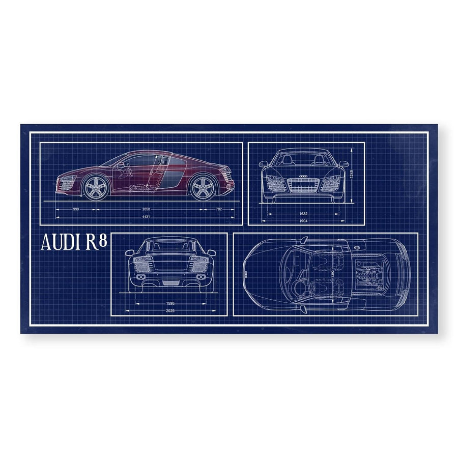 Blue Print Canvas Art Clock Canvas