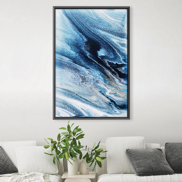 Blue Smoke And Wave Canvas Art Clock Canvas