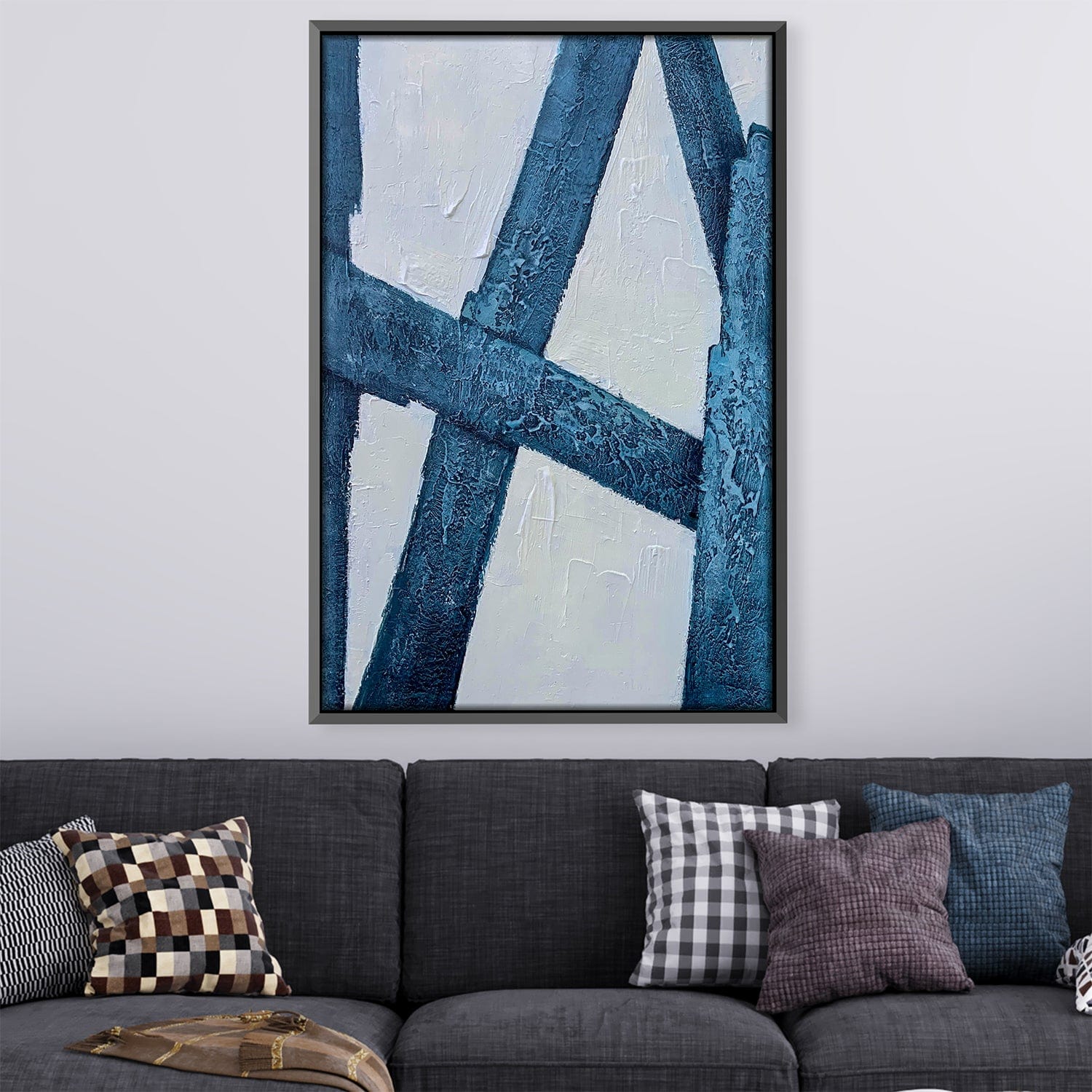 Blue Strokes Oil Painting Oil 30 x 45cm / Oil Painting Clock Canvas