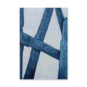 Blue Strokes Oil Painting Oil Clock Canvas
