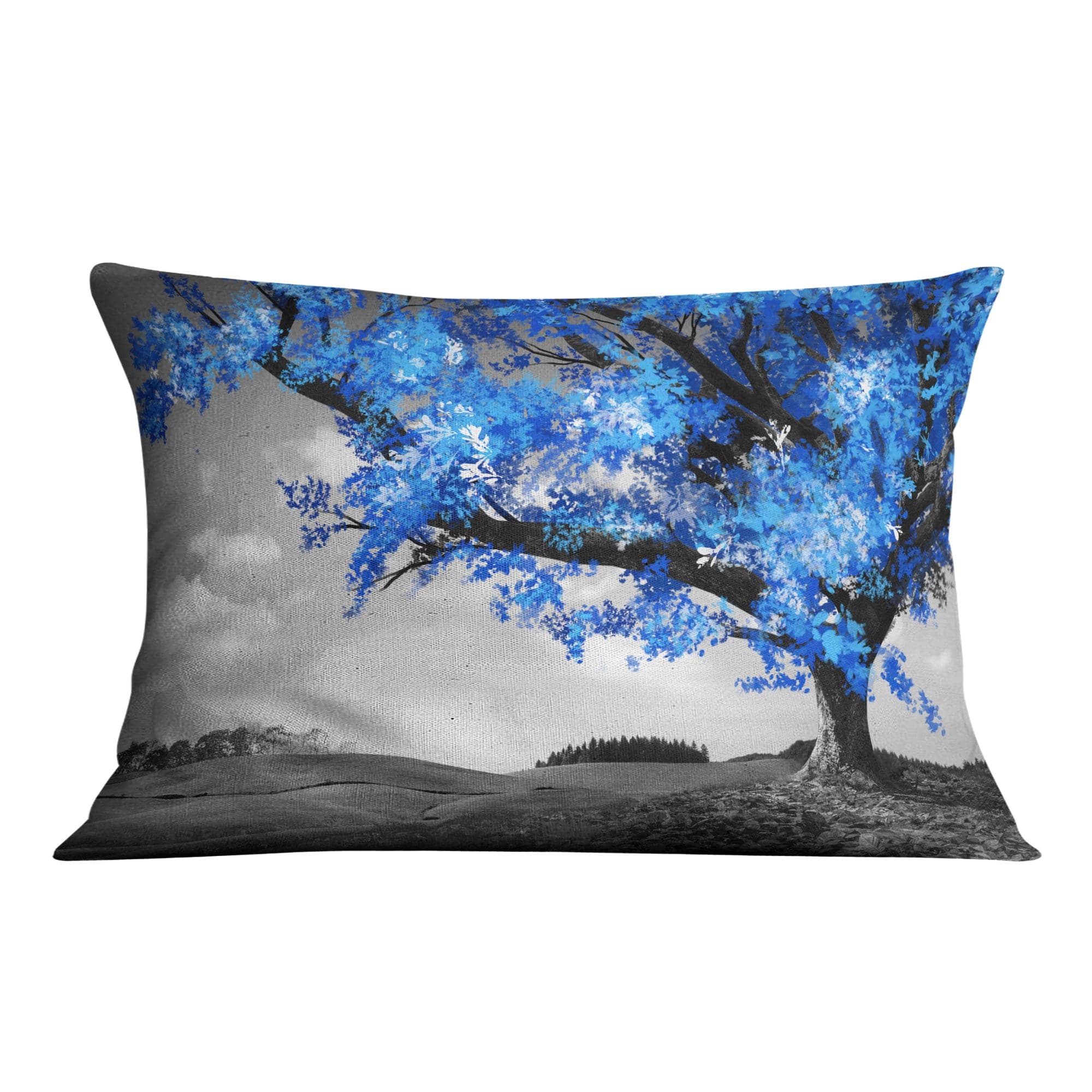 Blue Tree in the Grey Landscape Cushion product thumbnail