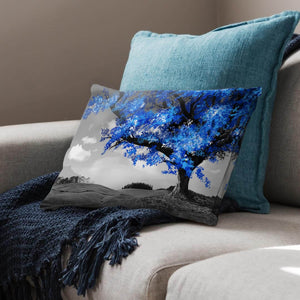 Blue Tree in the Grey Landscape Cushion Cushion Cushion Landscape Clock Canvas