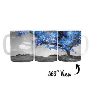 Blue Tree in the Grey Landscape Mug Mug White Clock Canvas