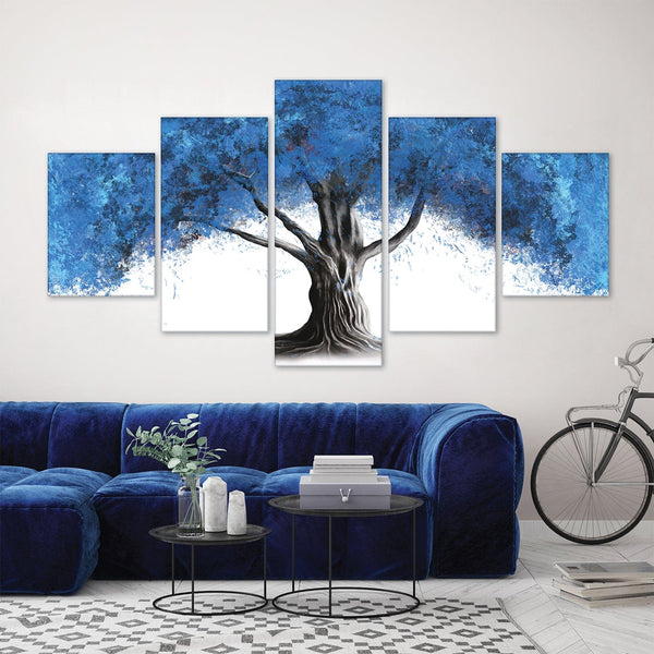Blue Willow Canvas - 5 Panel Art 5 Panel / Large / Standard Gallery Wrap Clock Canvas