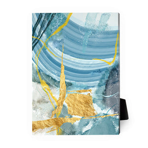 Blue Yellow Abstract A Desktop Canvas Desktop Canvas 13 x 18cm Clock Canvas