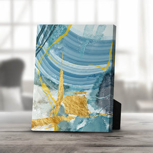 Blue Yellow Abstract A Desktop Canvas Desktop Canvas 20 x 25cm Clock Canvas