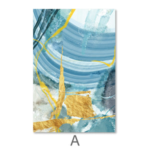 Blue Yellow Abstract Canvas Art A / 40 x 50cm / No Board - Canvas Print Only Clock Canvas