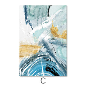 Blue Yellow Abstract Canvas Art C / 40 x 50cm / No Board - Canvas Print Only Clock Canvas