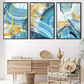 Blue Yellow Abstract Canvas Art Clock Canvas