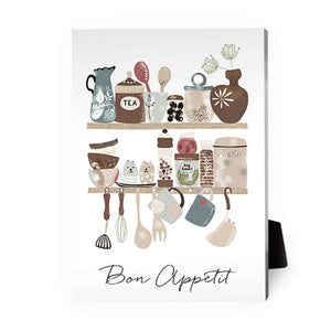 Bon Appetit Kitchen Desktop Canvas Desktop Canvas 13 x 18cm Clock Canvas
