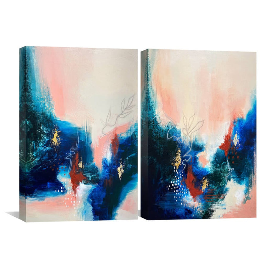 Botanical Vision Canvas Art Set of 2 / 30 x 45cm / Unframed Canvas Print Clock Canvas