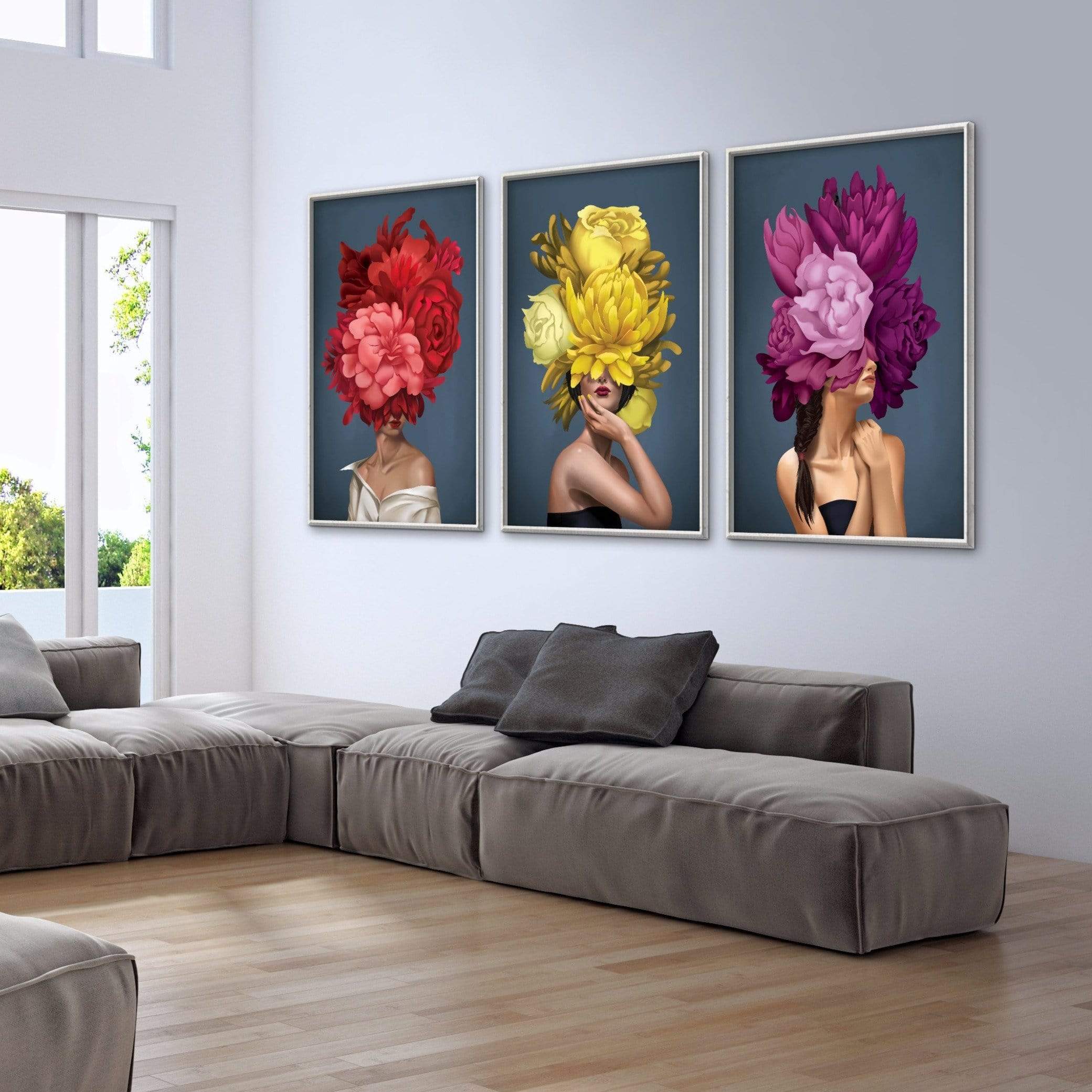 Bouquet Woman Canvas Art Clock Canvas