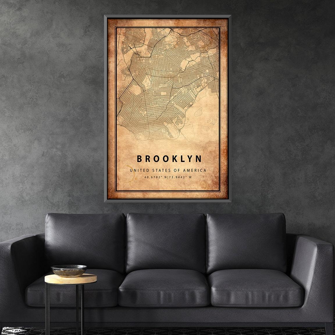 Brooklyn Vintage Map Canvas product thumbnail
