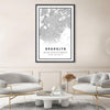 Brooklyn White Map Canvas Art Clock Canvas