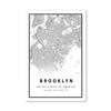 Brooklyn White Map Canvas Art Clock Canvas