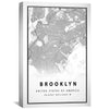 Brooklyn White Map Canvas Art Clock Canvas