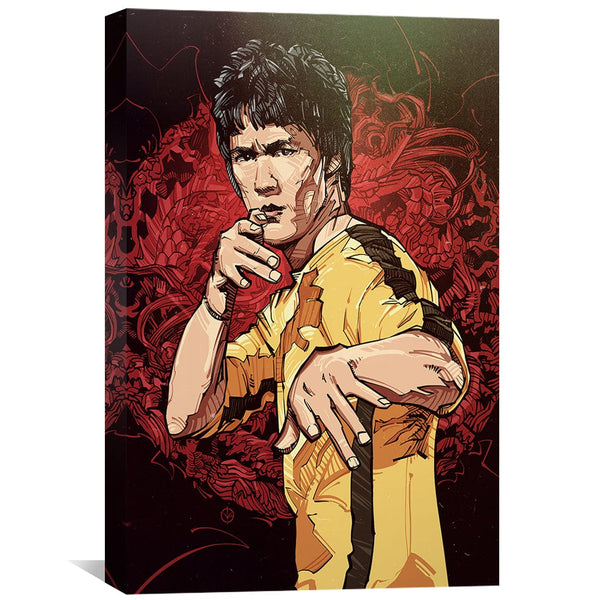 Bruce Lee in Yellow Canvas Art Clock Canvas