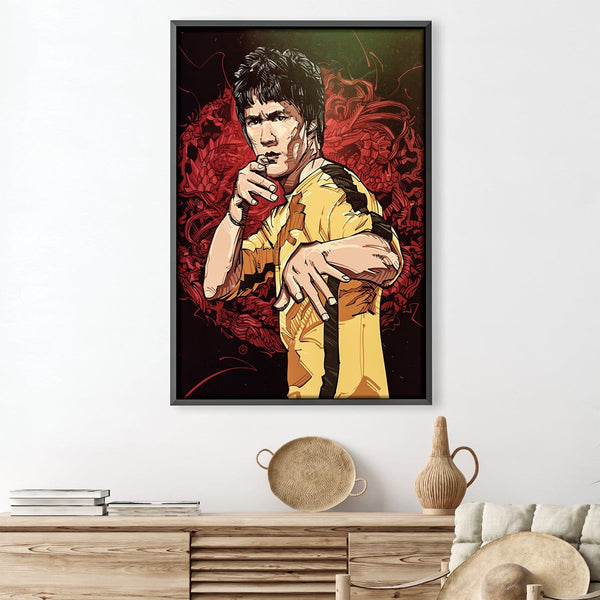 Bruce Lee in Yellow Canvas Art 30 x 45cm / Unframed Canvas Print Clock Canvas