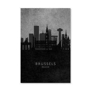 Brussels-Skyline Canvas Art Clock Canvas