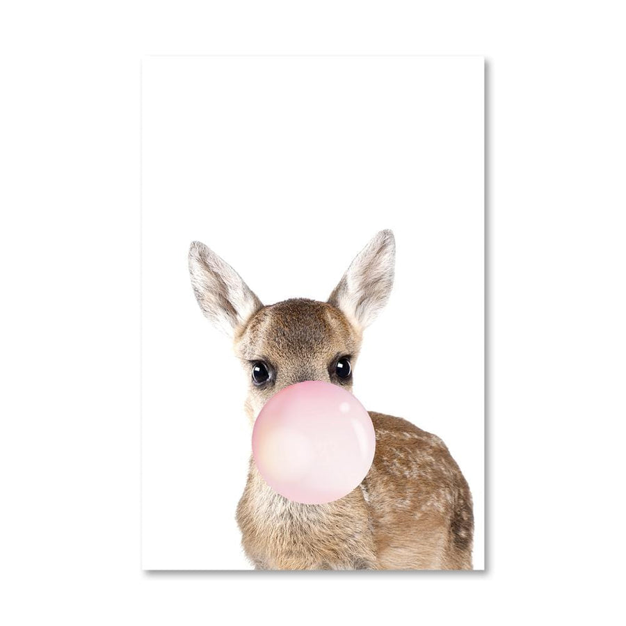 Bubble Gum Zoo Canvas Art 40 x 60cm / Deer / Unframed Canvas Print Clock Canvas