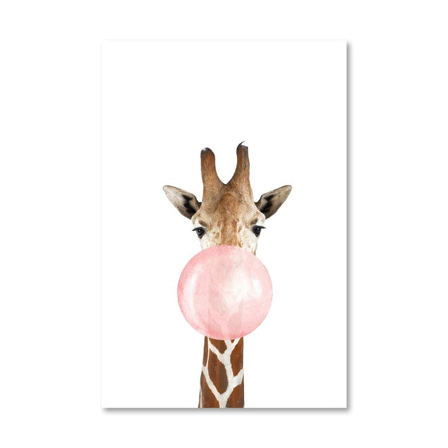 Bubble Gum Zoo Canvas Art 40 x 60cm / Giraffe / Unframed Canvas Print Clock Canvas