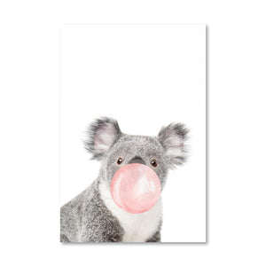 Bubble Gum Zoo Canvas Art 40 x 60cm / Koala / Unframed Canvas Print Clock Canvas
