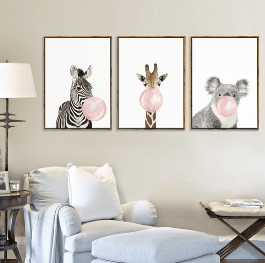 Bubble Gum Zoo Canvas Art Clock Canvas