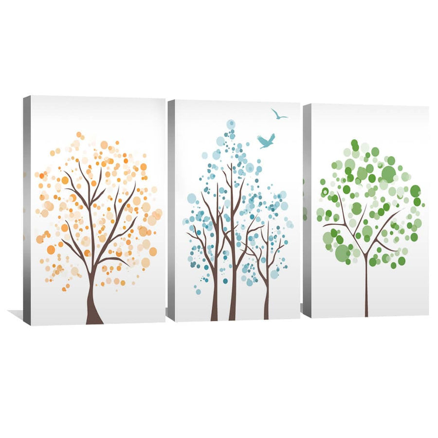 Bubble Trees Canvas Art Set of 3 / 30 x 45cm / Unframed Canvas Print Clock Canvas
