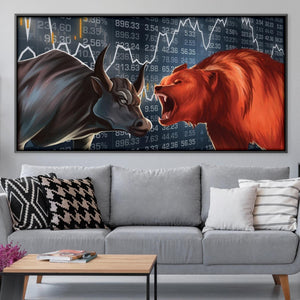 Bull vs Bear Canvas Art Clock Canvas