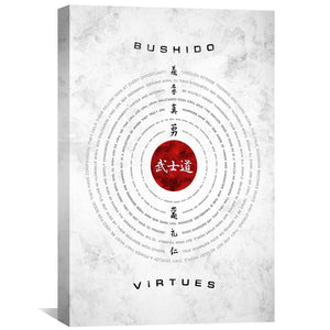 Bushido Code Virtues White Canvas Art Clock Canvas