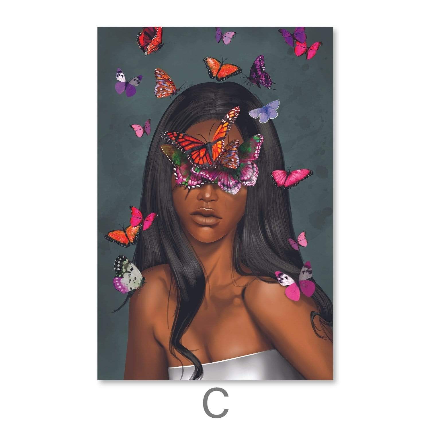 Butterfly Elegance Canvas Art C / 30 x 45cm / Unframed Canvas Print Clock Canvas