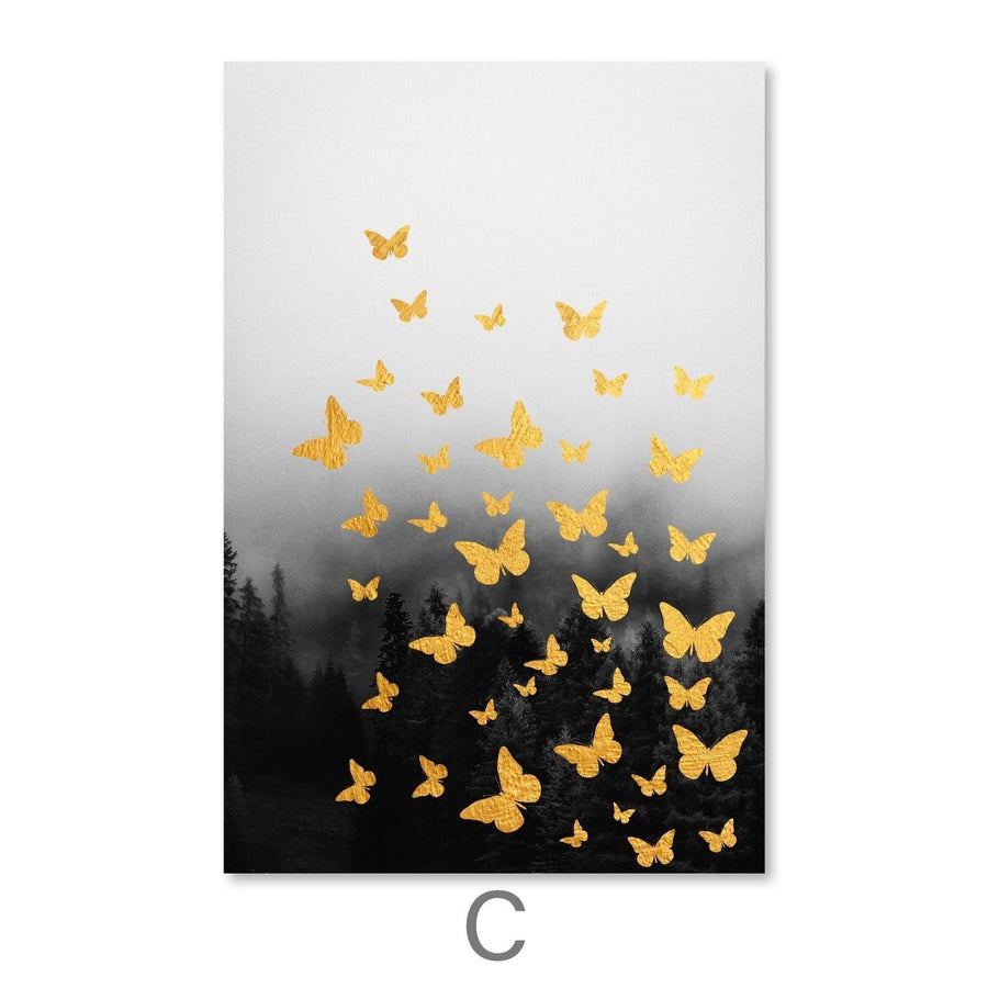 Butterfly Nature Canvas Art C / 30 x 45cm / Unframed Canvas Print Clock Canvas