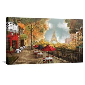 Cafe de la Tour Eiffel Canvas Art 50 x 25cm / Unframed Canvas Print Clock Canvas