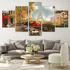 Cafe Dela Tour Eiffel Canvas Art 5 Panel / Large / Standard Gallery Wrap Clock Canvas