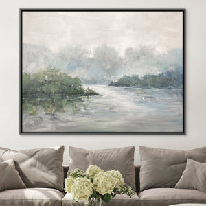Calm Brushed Lake Oil Painting Oil 45 x 30cm / Oil Painting Clock Canvas