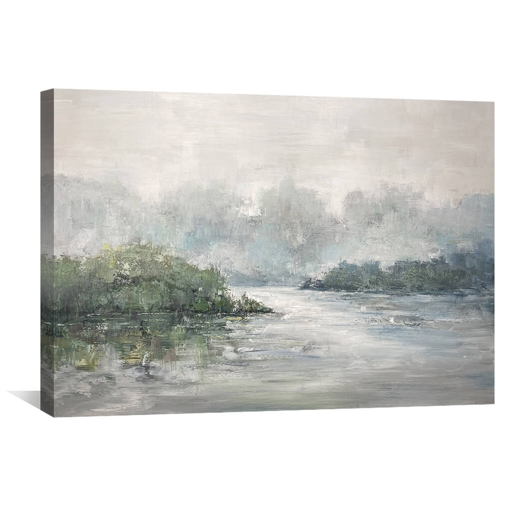 Calm Brushed Lake Oil Painting Oil Clock Canvas